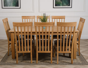 Oslo 180 x 90cm Large Oak Dining Set with 8 Harvard Oak Chairs