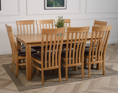 Oslo 180 x 90cm Large Oak Dining Set with 8 Harvard Oak Chairs
