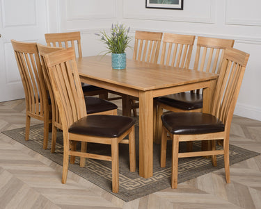 Oslo 180 x 90cm Large Oak Dining Set with 8 Harvard Oak Chairs