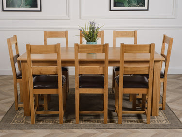 Oslo 180 x 90cm Large Oak Dining Set with 8 Lincoln Oak Chairs