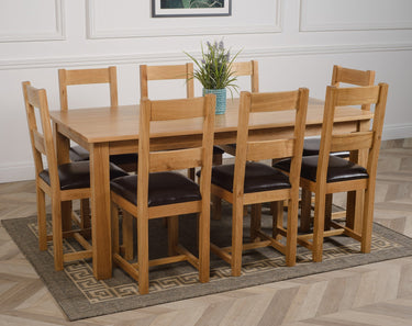 Oslo 180 x 90cm Large Oak Dining Set with 8 Lincoln Oak Chairs