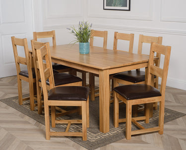 Oslo 180 x 90cm Large Oak Dining Set with 8 Lincoln Oak Chairs