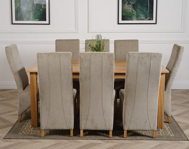 Oslo 180 x 90cm Large Oak Dining Set with 8 Lola Grey Fabric Chairs