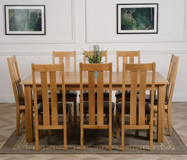Oslo 180 x 90cm Large Oak Dining Set with 8 Princeton Oak Chairs