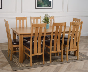 Oslo 180 x 90cm Large Oak Dining Set with 8 Princeton Oak Chairs