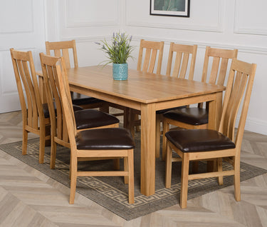 Oslo 180 x 90cm Large Oak Dining Set with 8 Princeton Oak Chairs