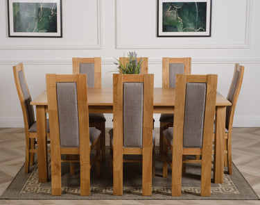 Oslo 180 x 90cm Large Oak Dining Set with 8 Stanford Oak Chairs