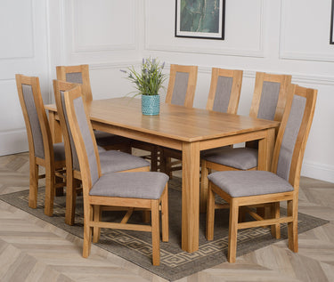 Oslo 180 x 90cm Large Oak Dining Set with 8 Stanford Oak Chairs