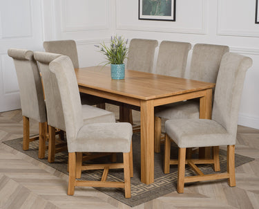 Oslo 180 x 90cm Large Oak Dining Set with 8 Washington Grey Fabric Chairs