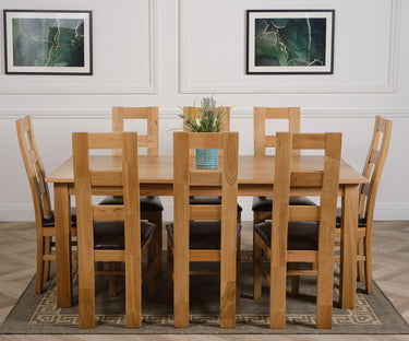 Oslo 180 x 90cm Large Oak Dining Set with 8 Yale Oak Chairs