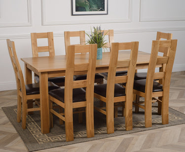 Oslo 180 x 90cm Large Oak Dining Set with 8 Yale Oak Chairs
