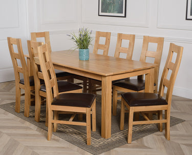 Oslo 180 x 90cm Large Oak Dining Set with 8 Yale Oak Chairs