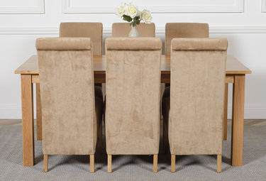 Oslo 180 x 90cm Large Oak Dining Set with 6 Montana Beige Fabric Chairs