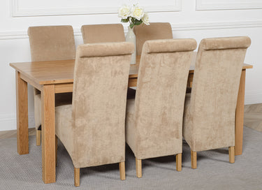 Oslo 180 x 90cm Large Oak Dining Set with 6 Montana Beige Fabric Chairs