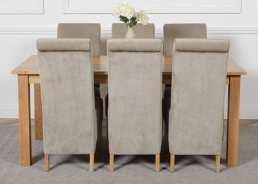Oslo 180 x 90cm Large Oak Dining Set with 6 Montana Grey Fabric Chairs