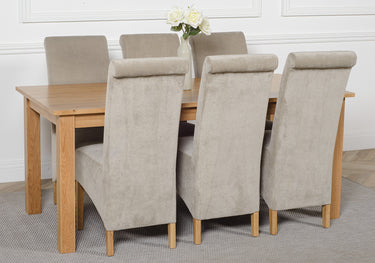 Oslo 180 x 90cm Large Oak Dining Set with 6 Montana Grey Fabric Chairs