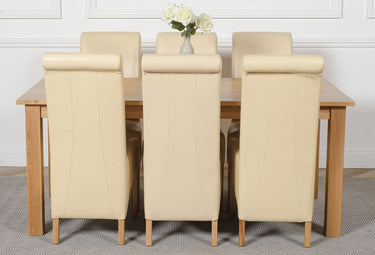 Oslo 180 x 90cm Large Oak Dining Set with 6 Montana Ivory Leather Chairs