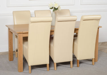 Oslo 180 x 90cm Large Oak Dining Set with 6 Montana Ivory Leather Chairs