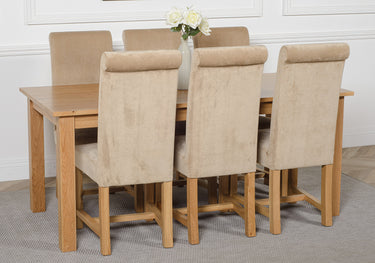 Oslo 180 x 90cm Large Oak Dining Set with 6 Washington Beige Fabric Chairs