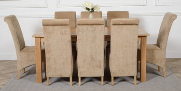 Oslo 180 x 90cm Large Oak Dining Set with 8 Montana Beige Fabric Chairs