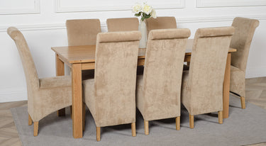 Oslo 180 x 90cm Large Oak Dining Set with 8 Montana Beige Fabric Chairs