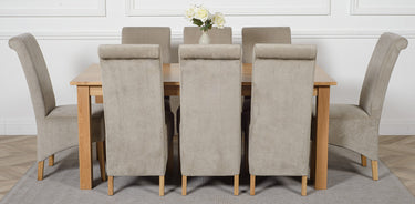 Oslo 180 x 90cm Large Oak Dining Set with 8 Montana Grey Fabric Chairs