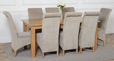 Oslo 180 x 90cm Large Oak Dining Set with 8 Montana Grey Fabric Chairs