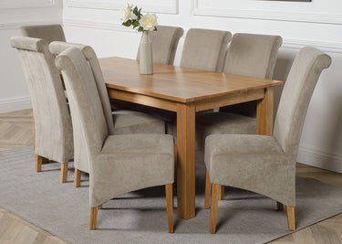 Oslo 180 x 90cm Large Oak Dining Set with 8 Montana Grey Fabric Chairs