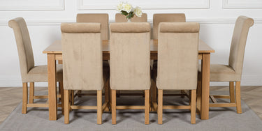 Oslo 180 x 90cm Large Oak Dining Set with 8 Washington Beige Fabric Chairs
