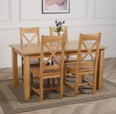 Oslo 150 x 90cm Medium Oak Dining Set with 4 Berkeley Oak Chairs