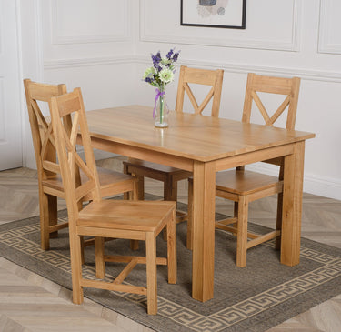 Oslo 150 x 90cm Medium Oak Dining Set with 4 Berkeley Oak Chairs