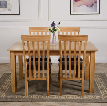 Oslo 150 x 90cm Medium Oak Dining Set with 4 Harvard Oak Chairs