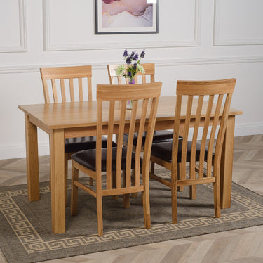 Oslo 150 x 90cm Medium Oak Dining Set with 4 Harvard Oak Chairs