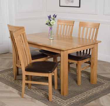 Oslo 150 x 90cm Medium Oak Dining Set with 4 Harvard Oak Chairs