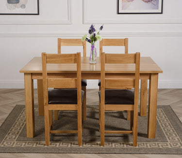 Oslo 150 x 90cm Medium Oak Dining Set with 4 Lincoln Oak Chairs
