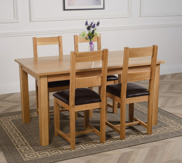 Oslo 150 x 90cm Medium Oak Dining Set with 4 Lincoln Oak Chairs