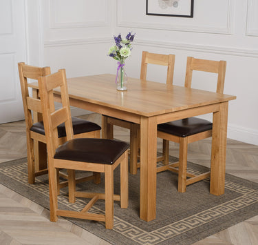 Oslo 150 x 90cm Medium Oak Dining Set with 4 Lincoln Oak Chairs