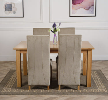 Oslo 150 x 90cm Medium Oak Dining Set with 4 Lola Grey Fabric Chairs
