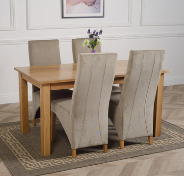 Oslo 150 x 90cm Medium Oak Dining Set with 4 Lola Grey Fabric Chairs