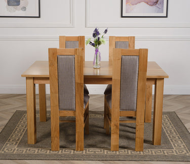 Oslo 150 x 90cm Medium Oak Dining Set with 4 Stanford Oak Chairs