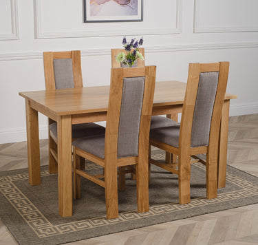 Oslo 150 x 90cm Medium Oak Dining Set with 4 Stanford Oak Chairs