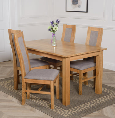 Oslo 150 x 90cm Medium Oak Dining Set with 4 Stanford Oak Chairs