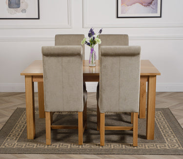 Oslo 150 x 90cm Medium Oak Dining Set with 4 Washington Grey Fabric Chairs