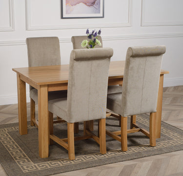 Oslo 150 x 90cm Medium Oak Dining Set with 4 Washington Grey Fabric Chairs