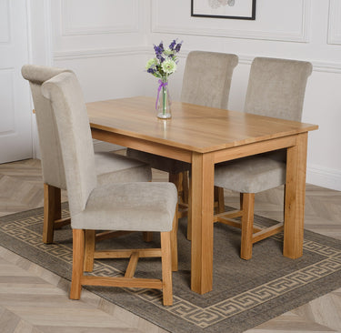 Oslo 150 x 90cm Medium Oak Dining Set with 4 Washington Grey Fabric Chairs