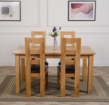Oslo 150 x 90cm Medium Oak Dining Set with 4 Yale Oak Chairs