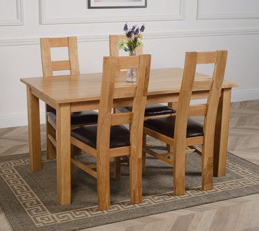 Oslo 150 x 90cm Medium Oak Dining Set with 4 Yale Oak Chairs