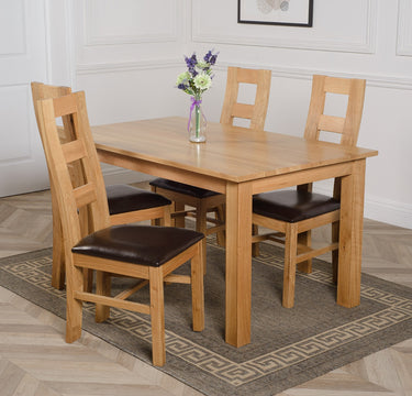 Oslo 150 x 90cm Medium Oak Dining Set with 4 Yale Oak Chairs