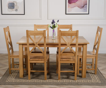 Oslo 150 x 90cm Medium Oak Dining Set with 6 Berkeley Oak Chairs