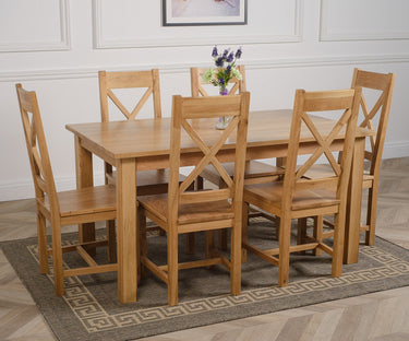 Oslo 150 x 90cm Medium Oak Dining Set with 6 Berkeley Oak Chairs